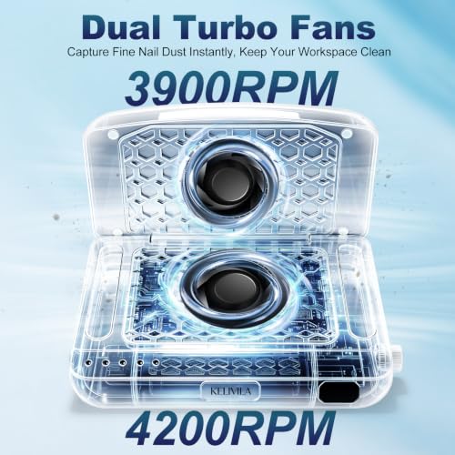 Nail Dust Collector Foldable 8100RPM Nail Vacuum with Dual Turbo Fans - color: White