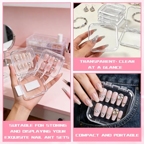 6 Pcs Press On Nail Packaging Storage Box, Clear Acrylic