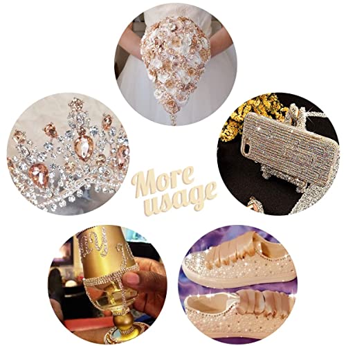 qiipii 28Grids 2-6mm Champagne Golden Resin Rhinestones w Glue for Crafting - color: Champagne, size: Crystal