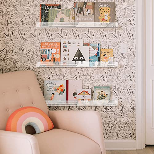 2 Pack 36 Inch Clear Acrylic Kids Wall Bookshelves,Display Rack - color: 36in-clear