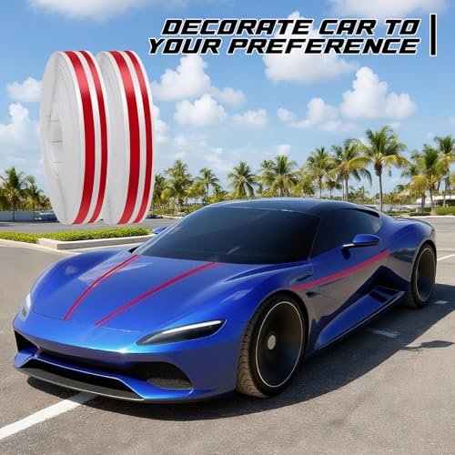 Spurtar Car Pinstripe Tape, 2 Rolls x 32Ft Red Racing Stripes Automotive - color: red