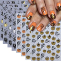 8 Sheets Halloween Pumpkin Nail Stickers 3D Self-Adhesive Spider Web Nail Decals Black Maple Leaf Glitter Pumpkin Nails Design Cute Spider Nail Supplies Manicure Sticker for Women Holiday Decoration - style: spider web