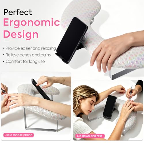 Arm Rest for Nails Tech, Manicure Hand Rest, U-shaped Armrest - color: White