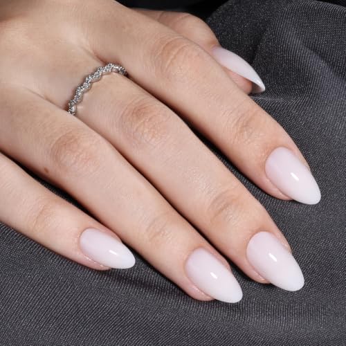 White Press On Nails Almond - Milky White Nails Fake Nails - color: 2A - Milky White