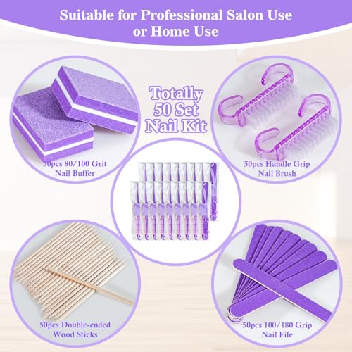 50 Sets Disposable Manicure Kit(50 Set -Purple) - size: 50 Set -Purple