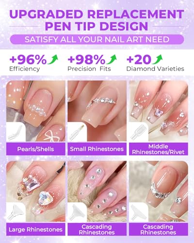 5.0 Pro Rhinestone Picker Tool Kit 16pcs, Bedazzling Pen | Diamond Art Tool - color: Deep Purple/White