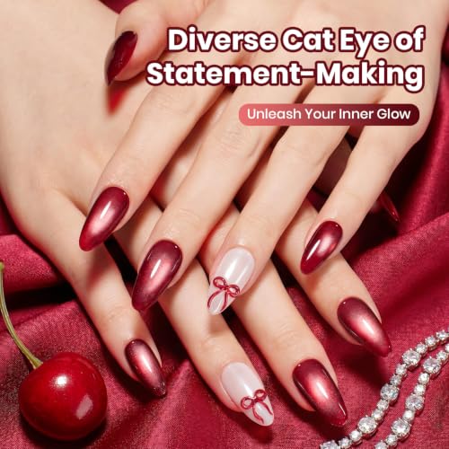 Beetles Red Halloween Cat Eye Gel Nail Polish, 15ML Wine-Stained Cherry - color: C - Red | Wine-Stained Cherry