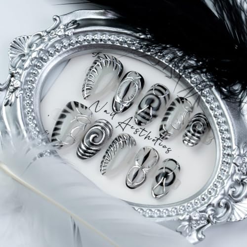 Halloween Press On Nails Medium Almond With Eye Goth Fake Nails - color: Halloween nails-13