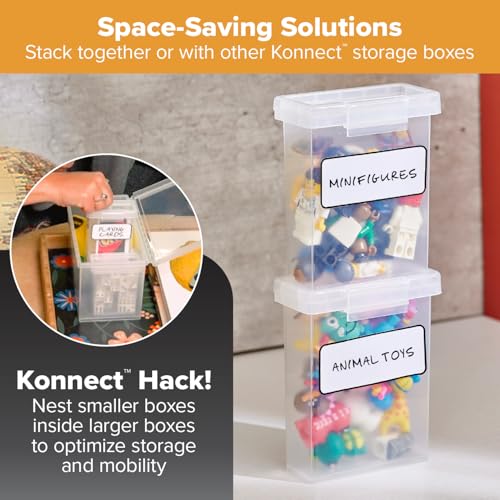 Bostitch Konnect Storage Containers with Lids, Office Organizer, Clear Plastic Box, Stackable for Crayons, Q-tips, Office Supplies, Labels, 0.5 Qt, 2 Pack - size: 0.5 Qt 2 Pack