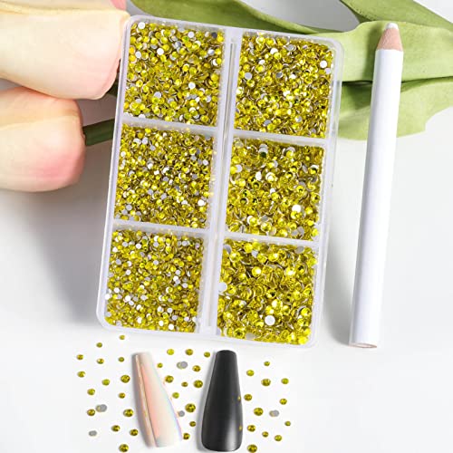 Beadsland Flatback Rhinestones, Lemon Yellow, 7200pcs Mixed 6 Sizes - color: Lemon Yellow