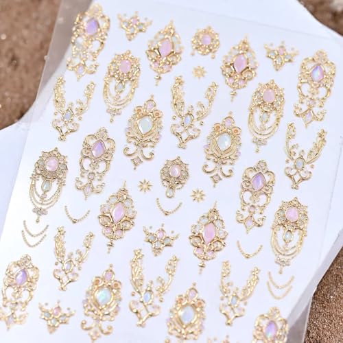 5D Embossed Gold Nail Stickers Scepter Gem Nail Art Stickers - color: Palace Style
