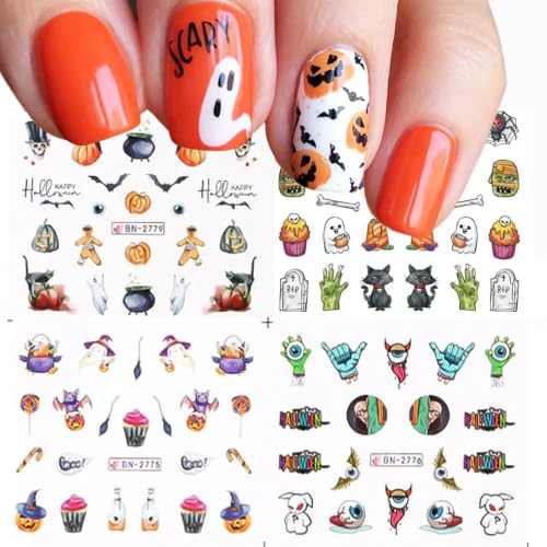 Halloween Nail Art Stickers Water Transfer Nail Stickers Holiday Decoration - style: Ghost