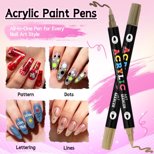 TOROKOM 24 Colors Nail Art Pens Set, Nail Art Markers 3D Nail Polish Pens - color: 24 Color Dual-Ended