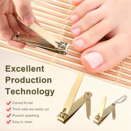 12 Pieces Nail Clippers Stainless Steel Set, Gold - color: Gold