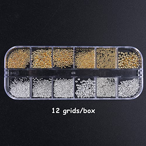 Fcozpjk 3D Metal Nail Charms Gold Silver Nail Beads Decorations - color: Beads