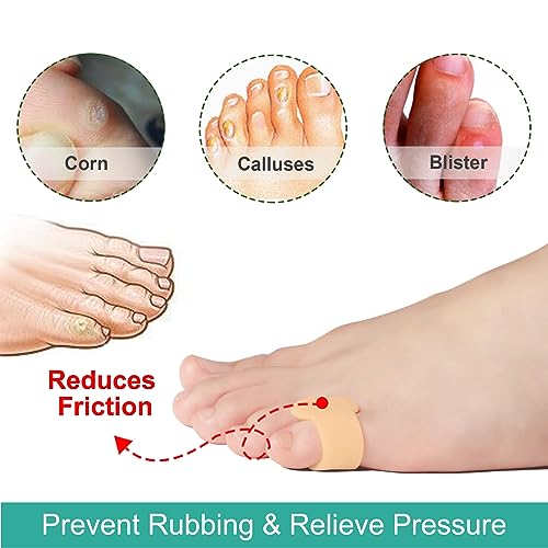 Welnove Gel Toe Separator - 8 Pack Pinky Toe Spacers - Little Toe Cushions, Small Sleeves for Preventing Rubbing & Reducing Pressure (Beige) - color: Beige