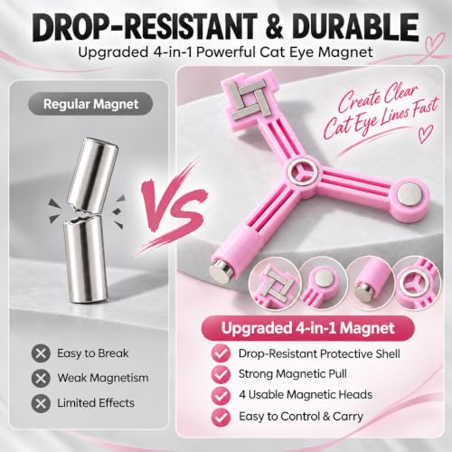 AzureBeauty 4-in-1 Cat Eye Nail Magnet for Gel Polish, Pink - size: 1 Pcs-A