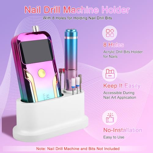 ANGNYA Nail Drill Machine Holder Efile Stand and Organizer Storage Box Case - color: White
