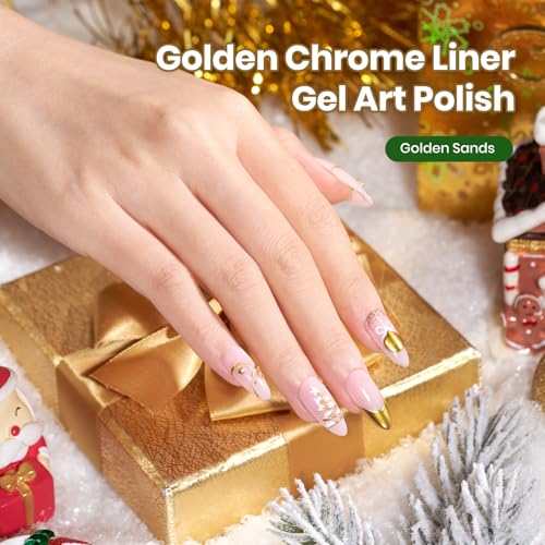 Beetles Gold Gel Liner Nail Polish 7ml Metallic French Tip 3D Mirror Effect - color: C - Gold-1