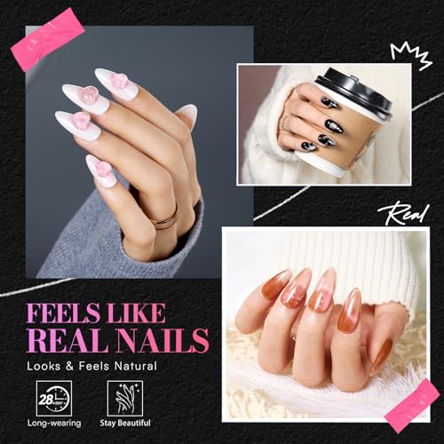 Makartt Medium Almond Nail Tips: 504 PCS Pre-Etched Clear False Nails Tips Almond Shapes, 15 Sizes Full Cover Half Matte Soft Acrylic Press On Nail Extensions Supplies Salon and DIY at Home - size: Medium