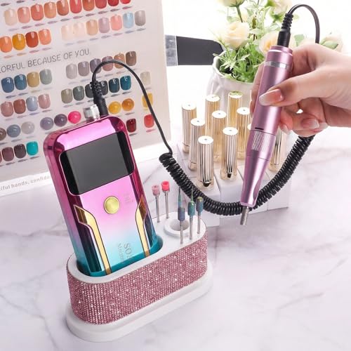 ANGNYA Nail Drill Machine Holder Efile Stand and Organizer Storage Box Case - color: Pink