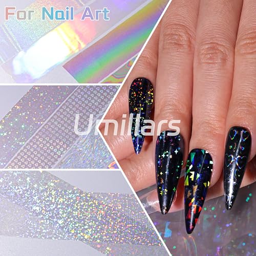 10-Roll Aurora Nail Foil Transfer Sheets Clear Laser Holographic Nail Foils - color: Clear Aurora Foil_02