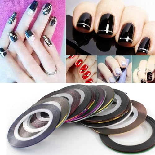 Metallic 36 pcs Nail Art Striping Tape Lines Nail Tape Kit - color: Silver