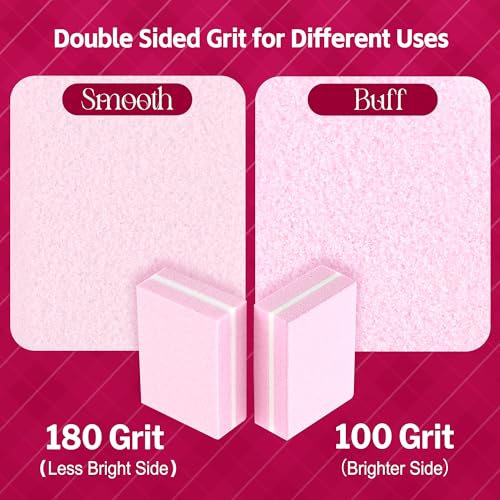 SALVMARY Mini Nail Buffer Blocks Files 100/180 Grit Pink 100 Pcs - size: Mini Nail Buffer - Pink 100Pcs