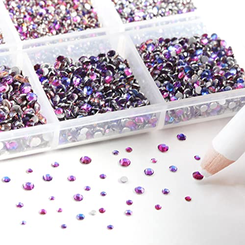 Beadsland Flatback Rhinestones, Purple Velvet, 7200pcs Mixed 6 Sizes - color: Purple Velvet