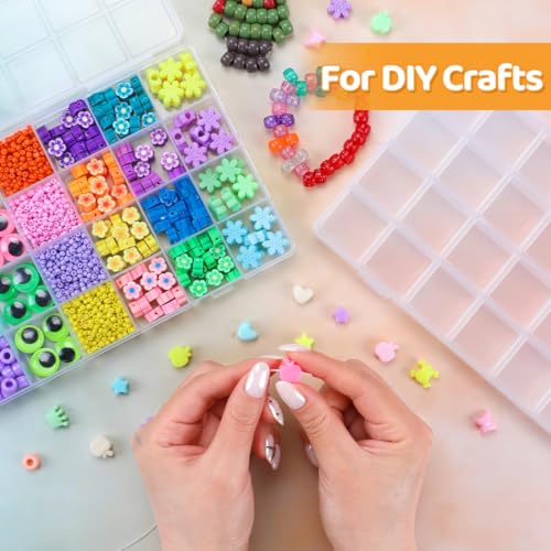 Praisebank 32 Grids Beading Storage Container Box, Perfect for Storage Beads & Small Items. (Clear / 4 Pack) - size: 32 x 4 Pack