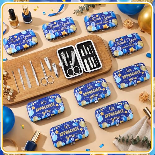 12 Pcs Employees Appreciation Gifts Thank You Manicure Gifts Set - color: Blue, Gold