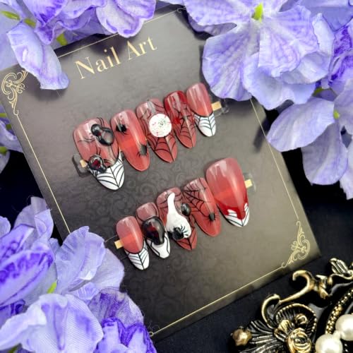 30pcs Halloween 3D Spider Press on Nails, Gothic Spider Web Fake Nails - color: Halloween Press on Nails 13