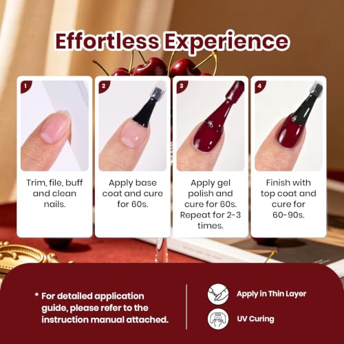Beetles Burgundy Gel Polish - Fall Nails, Ruby Cherry Dark Red Gel Polish - color: C - Burgundy Red | Ruby Cherry