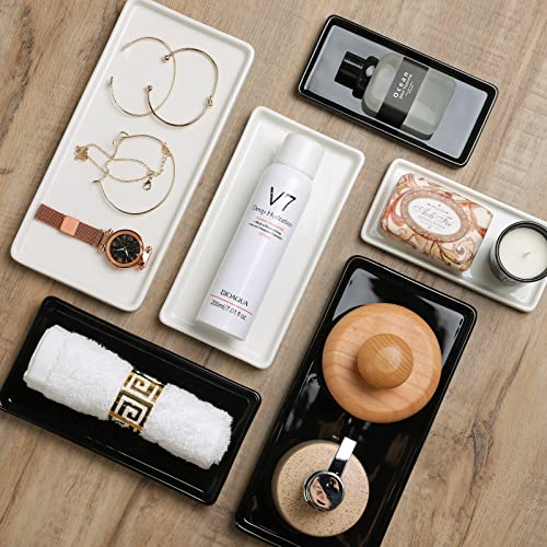 Gurygo 2 Pack 8" Ceramic Rectangular Vanity Trays, White, Set of 2 - color: White, size: M - 8.1"(Set/2)