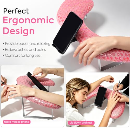 Arm Rest for Nails Tech, Manicure Hand Rest, U-shaped Armrest - color: Pink