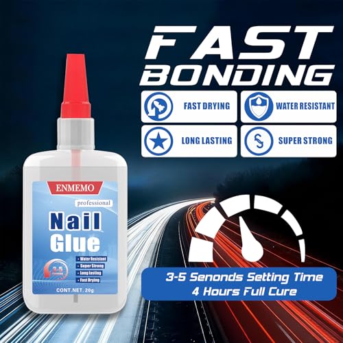 (2-in-1)20ml Nail Glue with Brush Applicator&Nozzle,Nail Tips,Press on Nail
