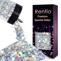 Renfio Holographic Glitter,Diamond Laser Silver Chunky for Epoxy Resin - color: Diamond Laser Silver
