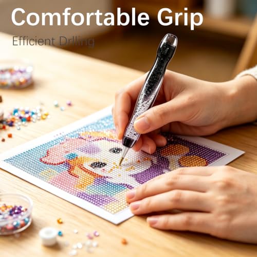 CXJINZE 9 Pcs Plastic 5D Diamond Art Pens Kit with 5 Nibs Stylus Tool,Black - color: Black-9pcs