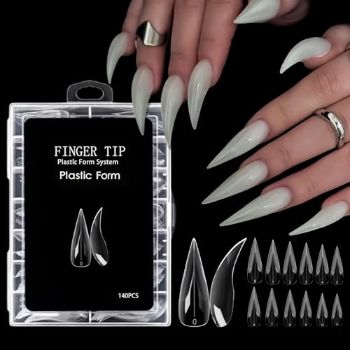 140 Pcs Medium Claw Nail Forms Cat Claw Curved Stiletto Nail Dual Forms - color: Styl 3
