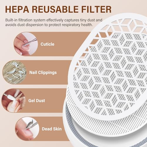 LSNDRGNail Dust Collector 4500RPM, Plug-in Professional Dust Collector for Nail Tech & Nails, Strong Suction Rotary Adjustable Speed, Manicure Pedicure Vacuum Fan for Salon Home Use