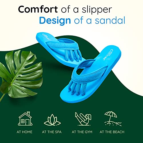 Pedi Couture Pedicure Sandals for Women with Built-In Toe Separators - color: Turquoise-1, size: X-Large