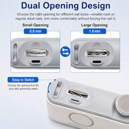 Electric Nail Clipper for Seniors, Automatic 2-in-1 Trimmer & Polish - color: White