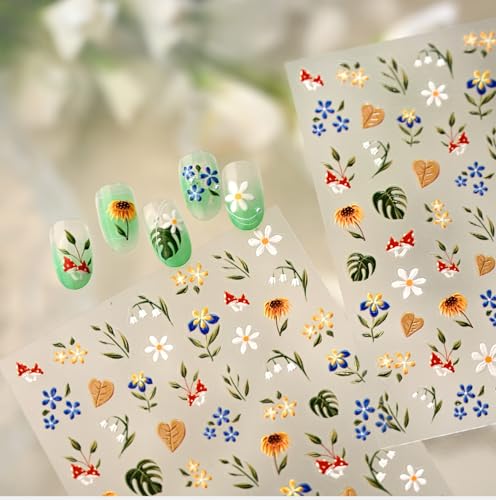 5D Embossed Flower Nail Art Stickers, White Floral, TS-4236 - style: TS-4236