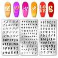 PH PandaHall 3PCS English Letter Nail Stamp Plate Personalized Letter Print Nail Stencils Stainless Steel Nail Template for English Alphabet Number Nail Art Design Image Plate 4.7x2.4 inches