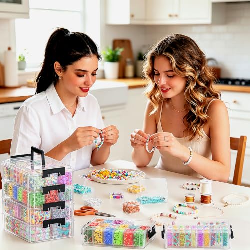 Bead Storage Organizer, 76 Small Containers and Lids, 4 Sizes - size: 4-Tier 8XL+20L+18M+30S