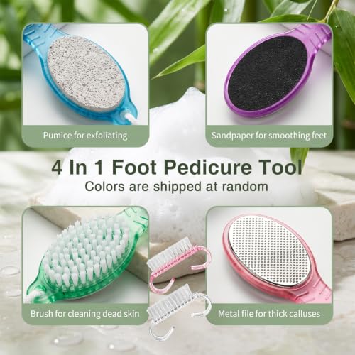 4 Pcs 4 in 1 Foot Brush, Pumice Stone Foot Scrubber for Shower