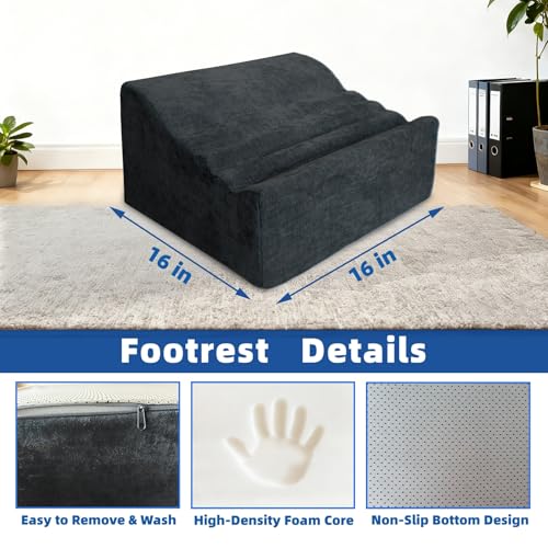 Under Desk Foot Rest, Adjustable Height Foot Stool for Office - color: Dark Gray