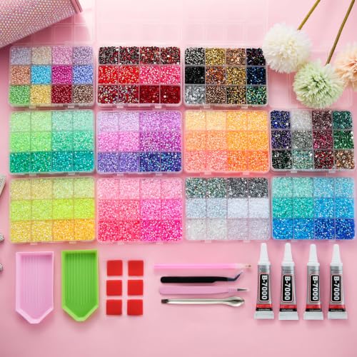 99000Pcs Resin Jelly Rhinestones Bedazzling Kit with 11 Boxes