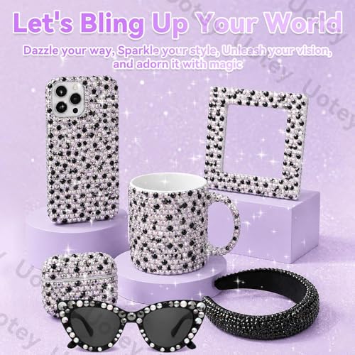 24Grid Black White Rhinestones Kit 3-6mm, Flatback Gems for Bedazzling - color: S3