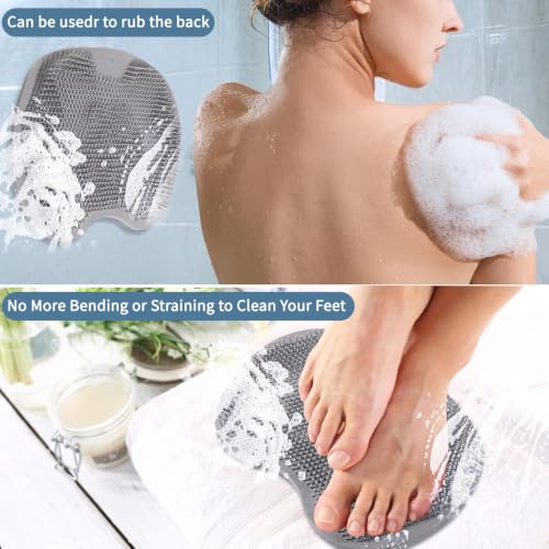 3PACK Silicone Shower Foot Scrubber,Wall Slip Suction Cups Body Scrubber